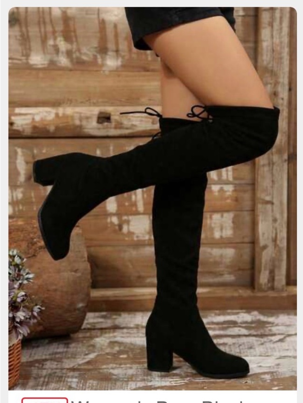 Over-the-Knee Block Heel Boots in Black - Women's Fashion Boots